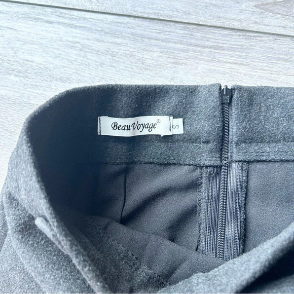 Beau Voyage Black  Faux Wrap A Line Midi Skirt - Picture 7 of 11